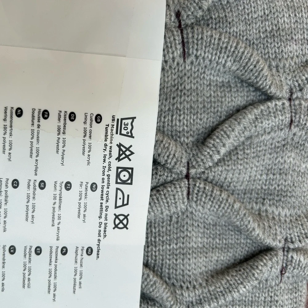 IKEA RIDDARFJÄRIL Textured Gray CableKnit Cushion Cover, New, never open, 20”sq.